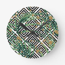 熱帯の白黒ジオメトリ金ゴールドグリッター