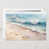 熱帯の目的地のビーチ結婚式招待 招待状 (正面/裏面)