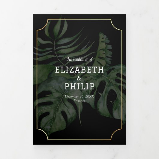 熱帯の目的地の世界地図結婚すべて 三つ折り招待状 (カバー)