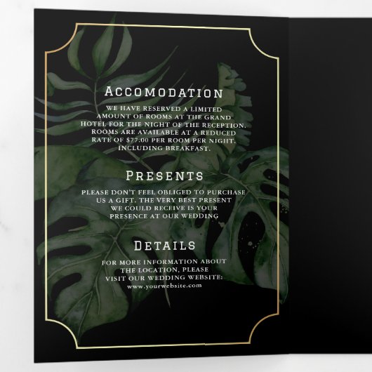 熱帯の目的地の世界地図結婚すべて 三つ折り招待状 (内部最初)