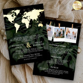熱帯の目的地の世界地図結婚すべて 箔招待状