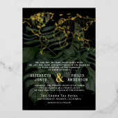 熱帯の目的地の世界地図結婚すべて 箔招待状 (正面)