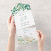 熱帯の目的地の結婚式すべて1つの招待状 オールインワン招待状 (貼ってはがせる)