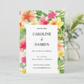 熱帯の目的地の結婚式のフローラ日付を保存 招待状 (スタンド正面)