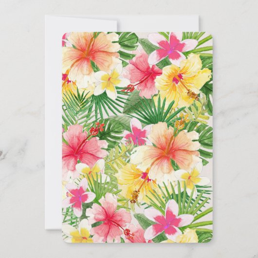 熱帯の目的地の結婚式のフローラ日付を保存 招待状 (裏面)