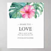 熱帯の目的地の結婚式の写真のハッシュタグサイン ポスター (正面)