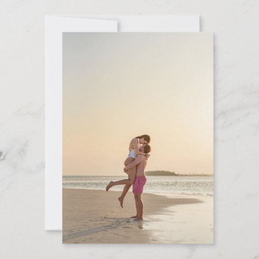 熱帯の目的地の結婚式の写真の保存日付 招待状 (裏面)