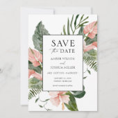 熱帯の目的地の結婚式の写真の保存日付 招待状 (正面)