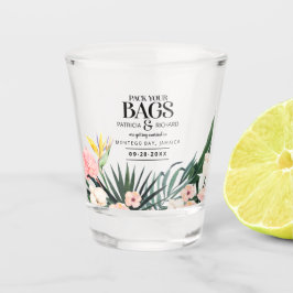 熱帯の目的地の結婚式の日付を保存 ショットグラス