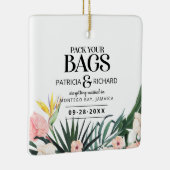 熱帯の目的地の結婚式の日付を保存 セラミックオーナメント (右)