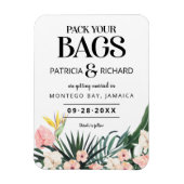 熱帯の目的地の結婚式の日付を保存 マグネット (縦)