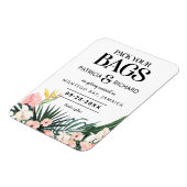 熱帯の目的地の結婚式の日付を保存 マグネット (左側)