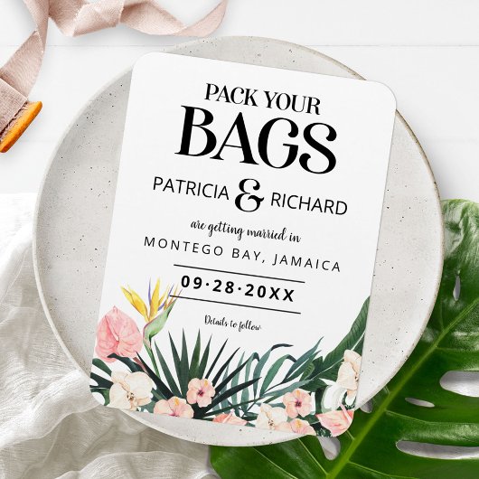 熱帯の目的地の結婚式の日付を保存 マグネット