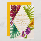 熱帯の目的地の結婚式の日付を保存 招待状 (正面/裏面)