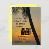 熱帯の目的地の結婚式の日付を保存 案内ポストカード (正面/裏面)