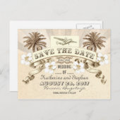 熱帯の目的地の結婚式の日付を保存 案内ポストカード (正面/裏面)