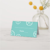 熱帯の目的地サンドドルテーマ結婚ズ プレイスカード (裏面)