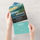 熱帯の目的地RSVPオールインワン結婚ズ オールインワン招待状 (貼ってはがせる)