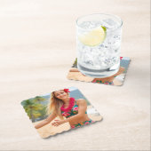 熱帯の瞬間：ヘレナのフラダンス ペーパーコースター (インサイチュ)