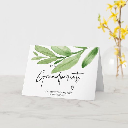『熱帯の祖父母へ結婚式の日おばあちゃんへ』 カード (黄色い花)