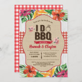 熱帯の私はBBQの招待をしています。婚約パーティ 招待状 (正面/裏面)