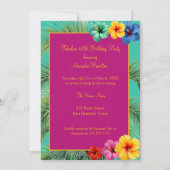 熱帯の素晴らしい50歳の誕生日カラフルハイビスカス 招待状 (裏面)