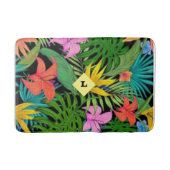 熱帯の紫と緑の植物花 バスマット (正面)
