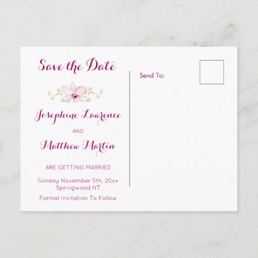 熱帯の紫の蘭のフローラ保存日 案内ポストカード (裏面)