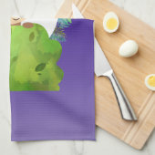 熱帯の紫色に包まれた可愛い葉サファリサル キッチンタオル (四つ折り)