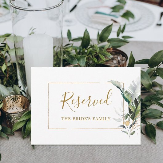 熱帯の結婚葉の金ゴールド緑の予約