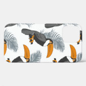 熱帯の継ぎ目のない模様で、タウカンや葉っぱが付いています。 Case-Mate iPhoneケース (裏面 (横))