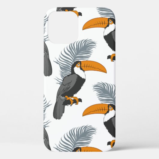 熱帯の継ぎ目のない模様で、タウカンや葉っぱが付いています。 Case-Mate iPhoneケース (裏面)
