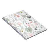 熱帯の緑とピンクの花と葉柄 ノートブック (右側)