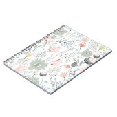 熱帯の緑とピンクの花と葉柄 ノートブック (左側)