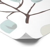 熱帯の緑とピンクの花と葉柄 ポスター (角)