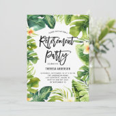 熱帯の緑とプルメリアの退職パーティー 招待状 (スタンド正面)