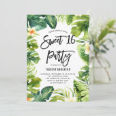 熱帯の緑とプルメリアズスウィート16パーティー 招待状 (スタンド正面)