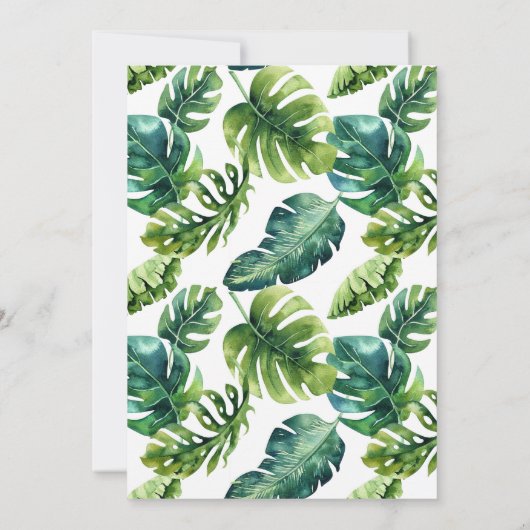 熱帯の緑とプルメリアズスウィート16パーティー 招待状 (裏面)