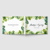 熱帯の緑とプルメリア結婚フレームII ゲストブック (全面)
