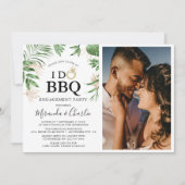 熱帯の緑と金ゴールド'I do BBQ'カップルの写真 招待状 (正面)