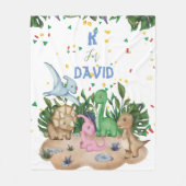 熱帯の緑のかわいい恐竜の名前ベビーブランケット フリースブランケット (正面)