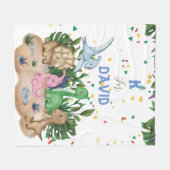 熱帯の緑のかわいい恐竜の名前ベビーブランケット フリースブランケット (正面(横))