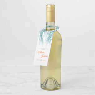 熱帯の緑のピンクのヤシの花の花の花の水の色結婚の数 ボトルネックタグ