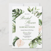 熱帯の緑のフローラブライダルシャワーへの招待 招待状 (正面)