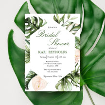 熱帯の緑のフローラブライダルシャワーへの招待