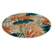 熱帯の緑のベージュ葉の、シームレスなパターン。 カッティングボード (角)