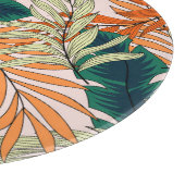 熱帯の緑のベージュ葉の、シームレスなパターン。 カッティングボード (角)