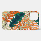 熱帯の緑のベージュ葉の、シームレスなパターン。 Case-Mate iPhoneケース (裏面 (横))