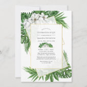熱帯の緑の幾何学的お祝い 招待状 (正面)
