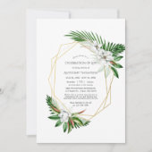 熱帯の緑の幾何学的お祝い 招待状 (正面)